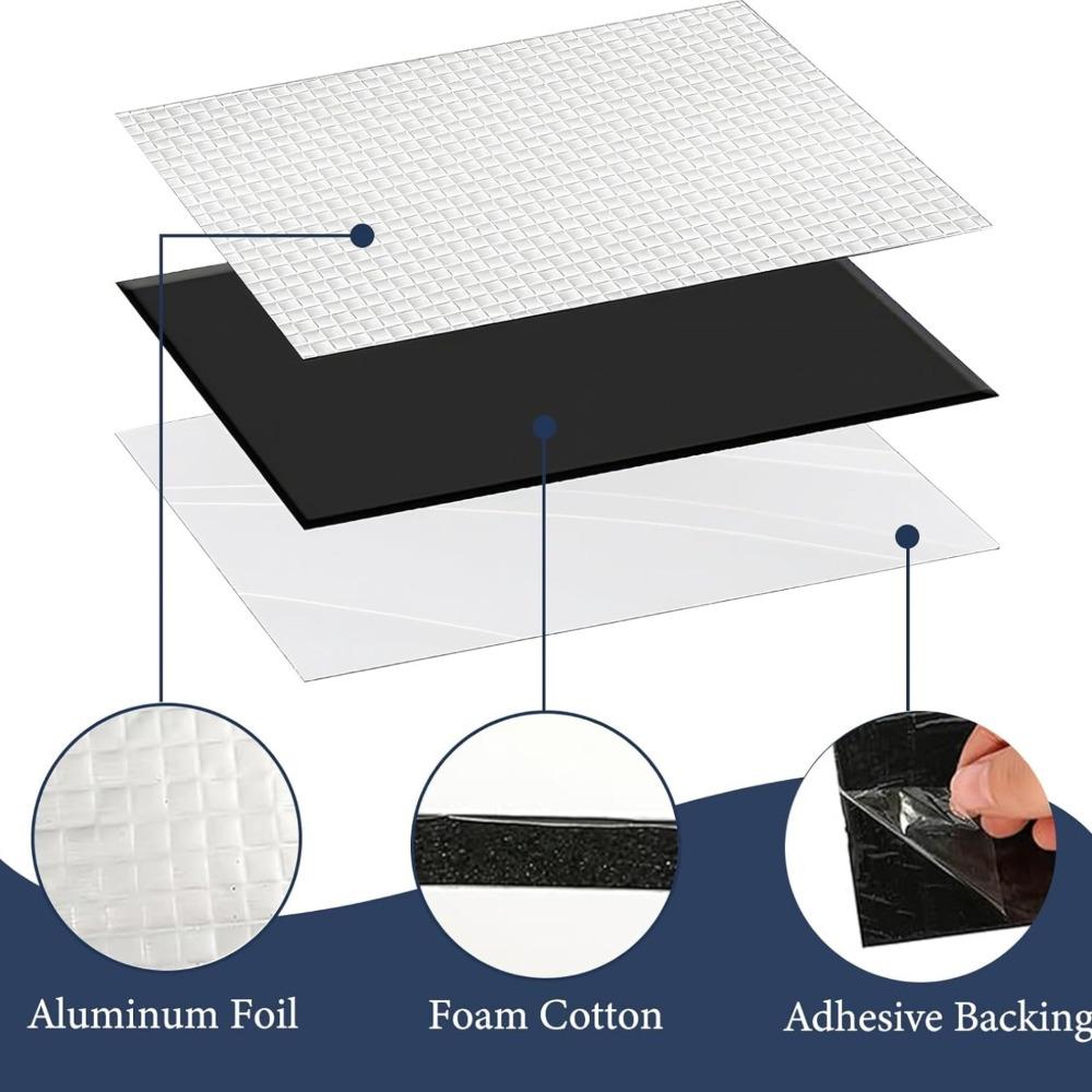 10PCS 10mm Soundproof Insulation Foam Pre-cut 40x25cm Self Adhesive Noise Deadening Mat for Car Home Sound Proof Wall Panels Heat Shields 2