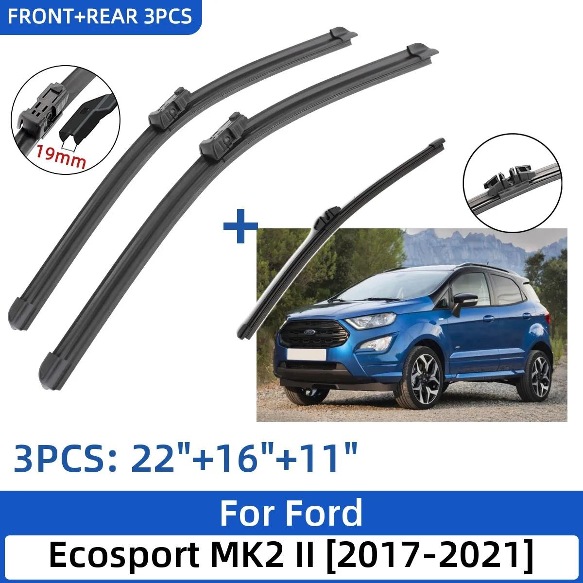 

For Ford Ecosport MK2 II 2017-2025 22 +16 +11 Front Rear Wiper Blades Windshield Windscreen Window Cutter Accessories 2020 2025 чёрный