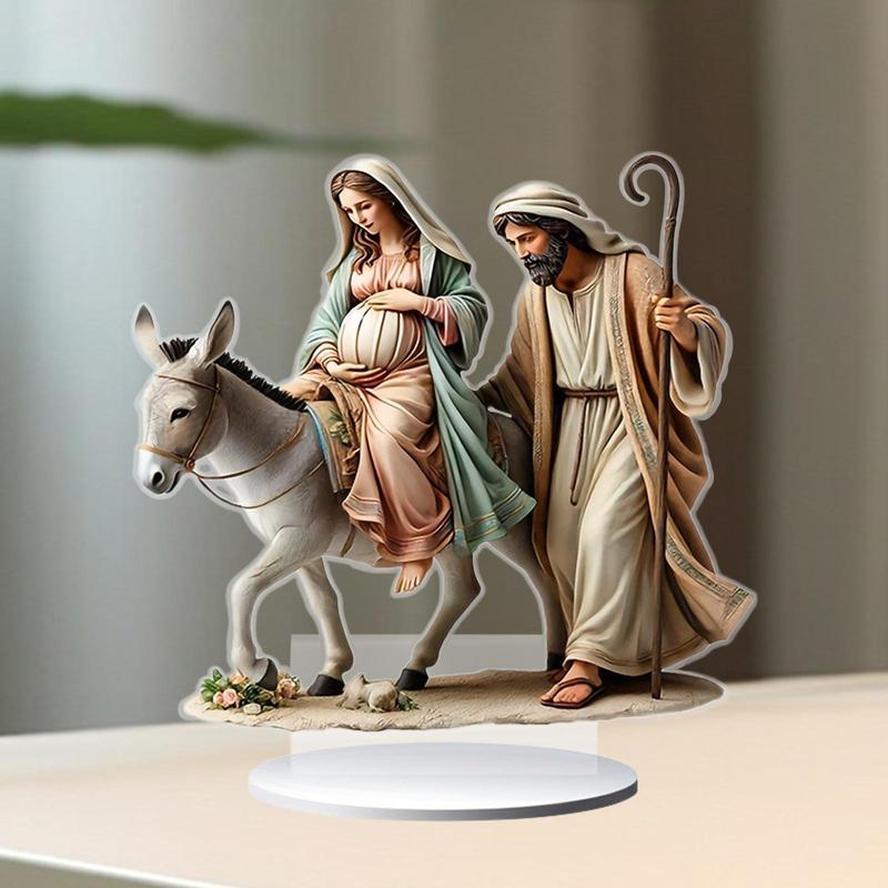 Jesus Nativity Decor Traditional Home Decor Decorative 2D Flat Acrylic Ornament for Holiday Office Family Indoor Outdoor