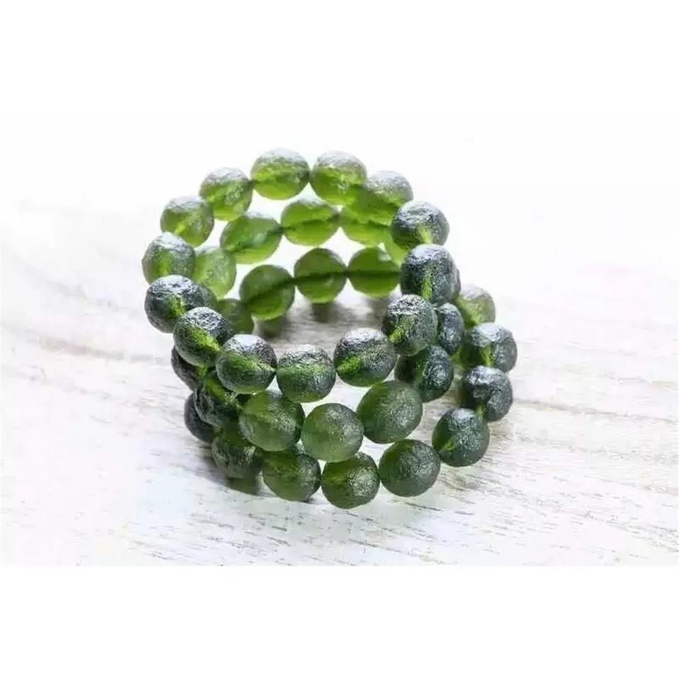 Natürliches Grünes Meteorit Moldavit Wolfram Armband Unisex Geschenk CCGTC Zertifizierte Kristallstein Perlen 8-12mm