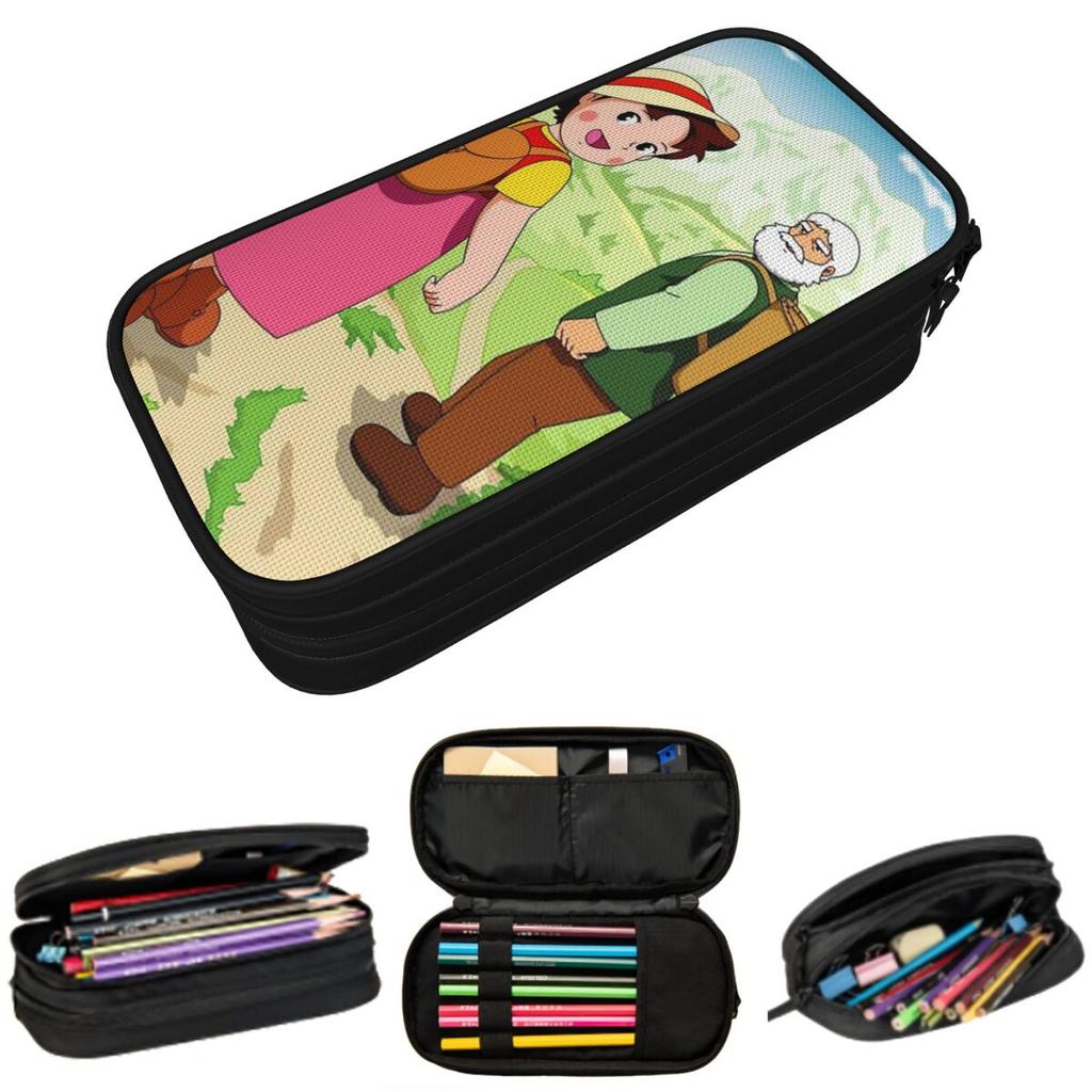 Anime Heidi Girl Of The Alps Peter Grandpa Pencil Case for Students School Pen Box Pencil Bag Stationery Supplies Pen Holder Bag