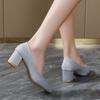 Autumn New Fashion Temperament Elegant Comfortable Soft Sole Women's Thick Heel Low Heel Comfortable Casual High Heels 2025