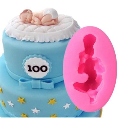 3D Schlafende Babypuppe Silikon Kuchenform Gesicht nach unten Party Fondant Dekorationswerkzeuge Cupcake Schokolade Backformen