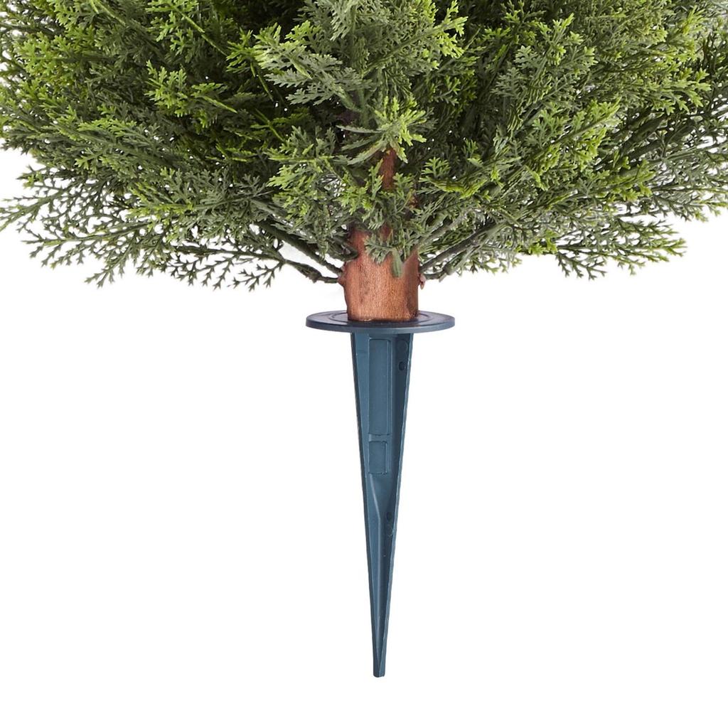 Artificial Topiary Cypress Trees with Ground Spike, 2 Set 406mm Faux Shrubs & Bushes Potted Plants, Fake Silk Tree Look Real for Decor Front Porch