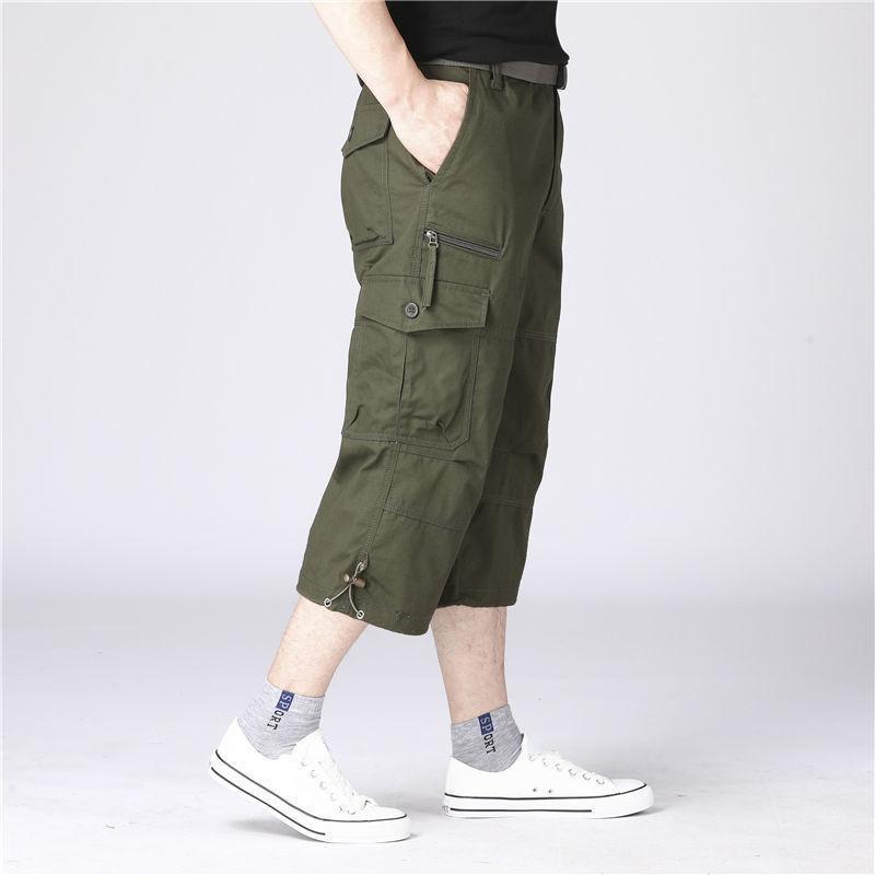 Men's Cargo Shorts Summer Loose Casual Pants Elastic Waist Large Size Outdoor Jogging Sweatpants Trend Multi Pockets Shorts