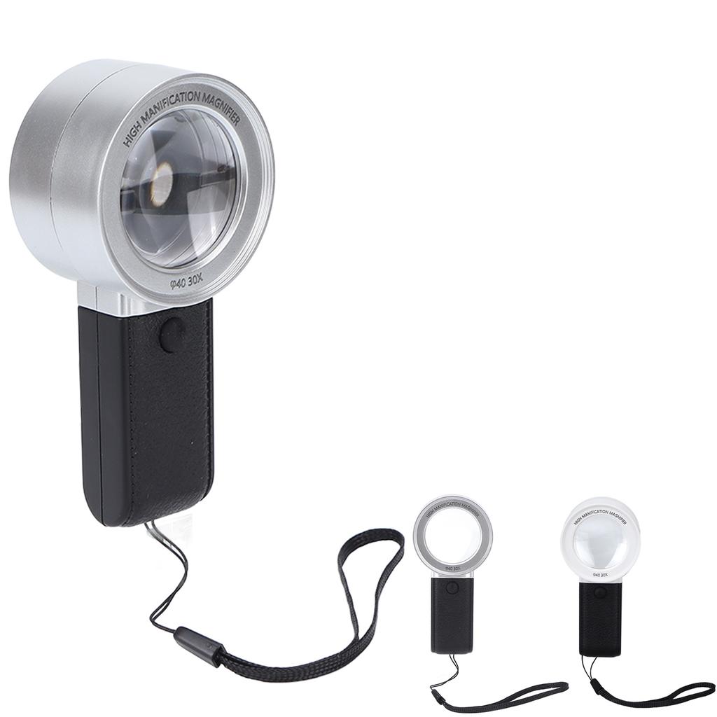 Lupă cu lumină de mână Mărire 30X 3 lumini LED 1 lumină UV Lupă de buzunar multifuncțională