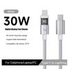 Digitální displej 100W Super nabíjecí kabel Typ-C na Typ-C PD 30W Rychlé nabíjení USB na Typ-C C-C Pro iphone 15 16 Xiaomi Huawei