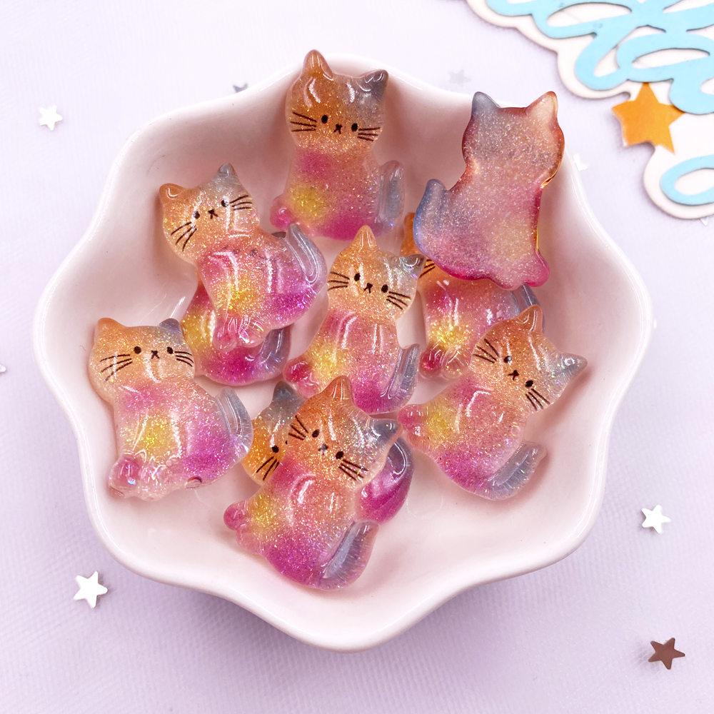 12Pcs Resin Colorful Kawaii Swan Dinosaur Cat Rabbit Butterfly Bear Figurines Flatback Rhinestone DIY Bow Decor Scrapbook Crafts
