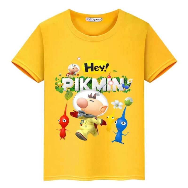 Pikmin Cartoon Printed Pure Cotton Casual Short Sleeved T-shirt for Boys and Girls