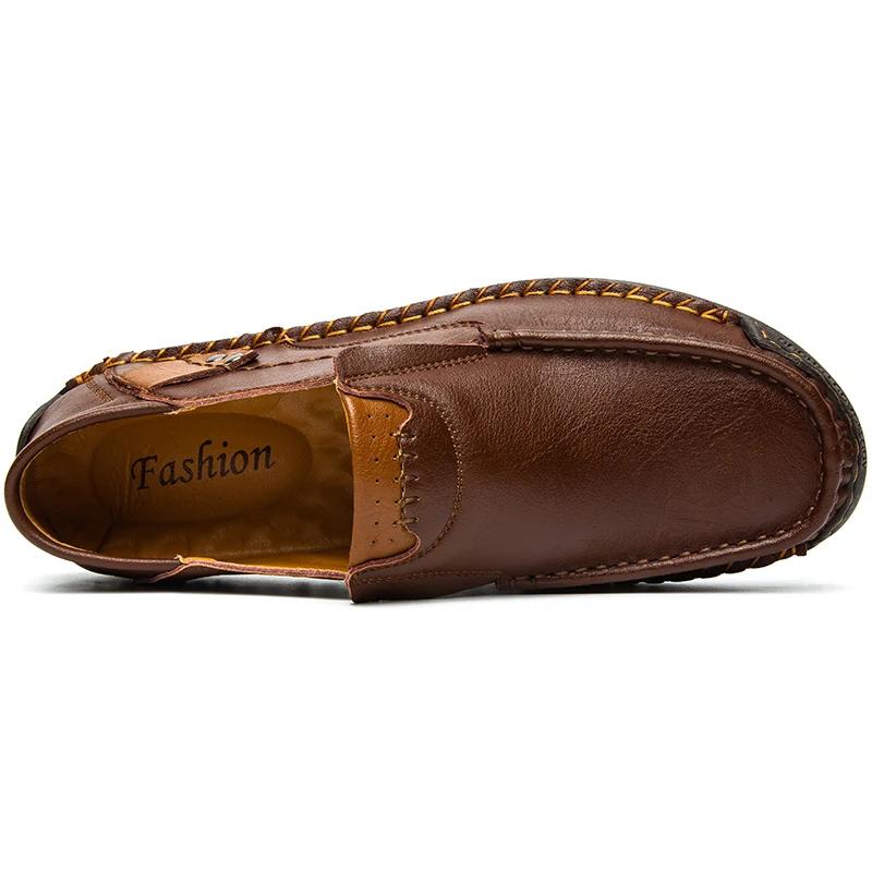 Men's Leather Shoes Casual Comfort Slip-on Loafer Soft Penny Loafers for Men Lightweight Driving Boat Shoes Botas Para Hombre