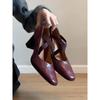 Maillard style premium design cross elastic high heel single shoes light mouth small leather shoes