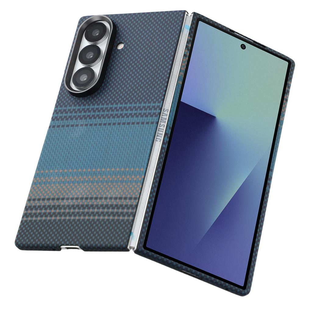 Pro Samsung Galaxy Z Fold7 5G Pouzdro Gradientní Aramidové Vlákno Magnetický Kryt na Telefon s Kovovým Rámečkem Objektivu