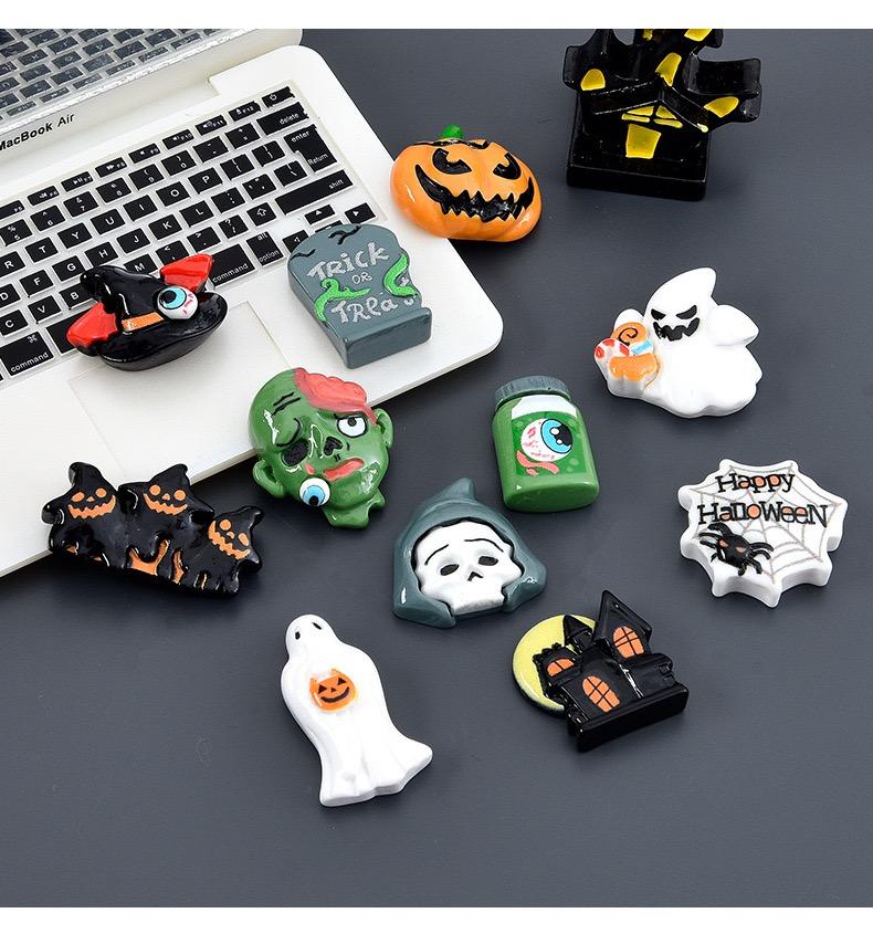 10Pcs New Cute Resin Cartoon Halloween  Series Flat Back Scrapbooking DIY Jewelry Craft Decoration Accessories