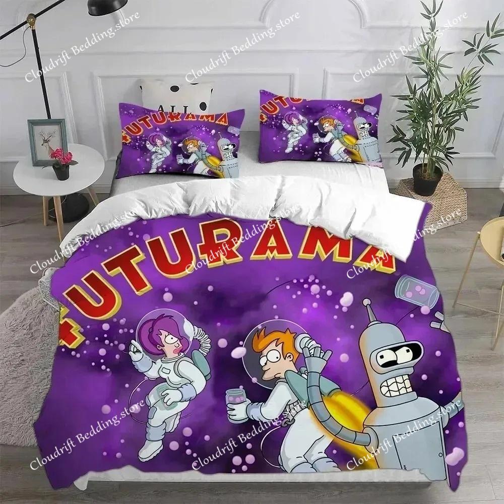 Cartoon Futurama Duvet Cover Pillowcase Bedding Set Adult Boys Girls Bedroom Decoration Kids Gift Single Double King Size