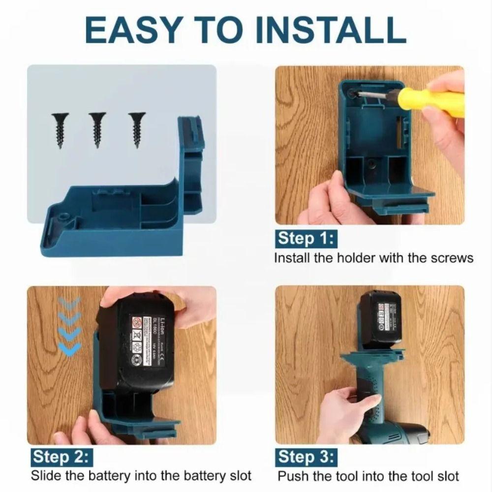 Handy Storage Rack Wall Holder Electric Tool Holder 2 IN 1 Battery Mount Holder  Home