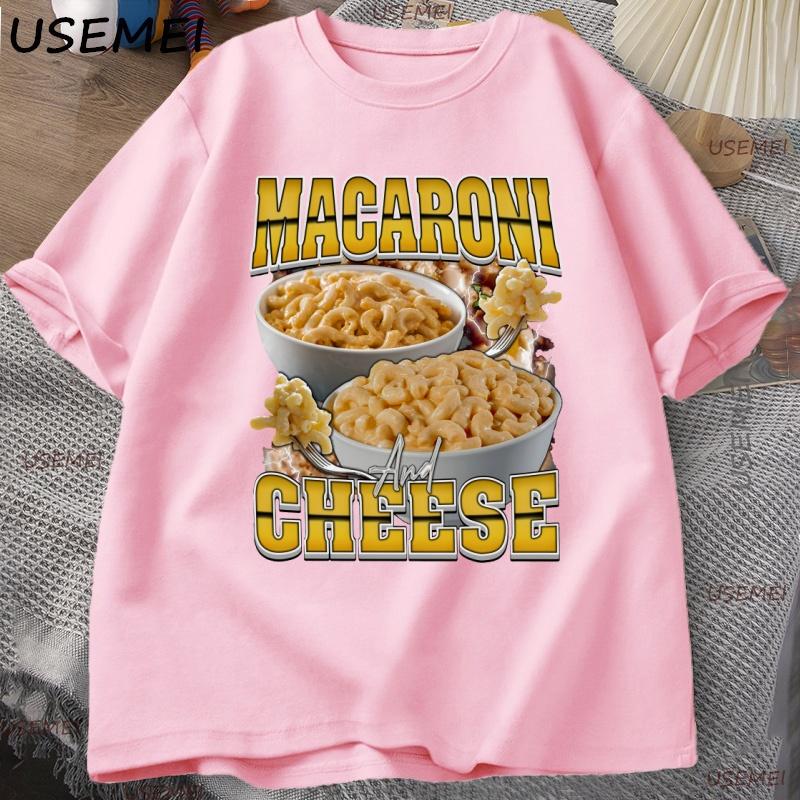 Macaroni Cheese Rap Vintage Graphic TShirt Funny Retro Food Lover Tshirt 90s Aesthetic Trendy Y2K Streetwear Tees Clothes
