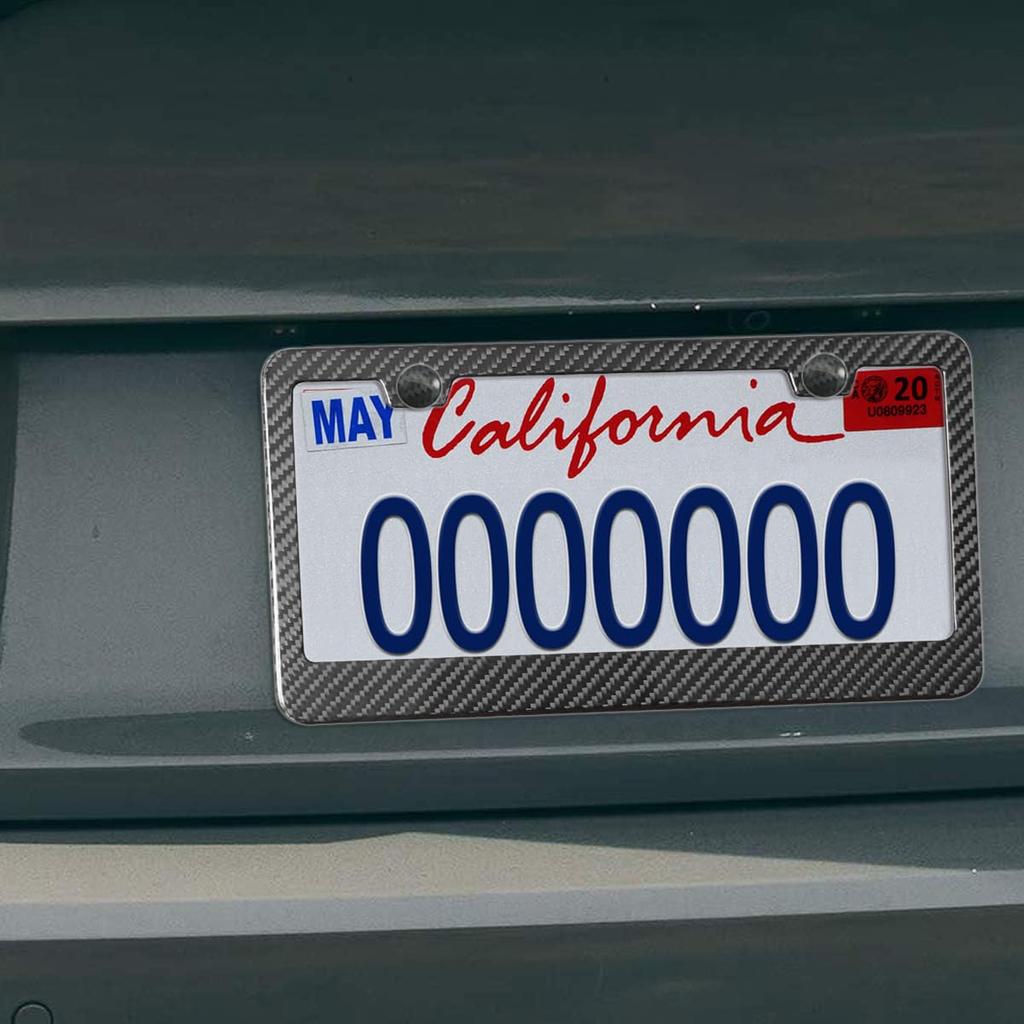 Aootf Carbon Fiber License Plate Frame- Handcrafted of 100% Real Carbon Fiber Cloth Wrap Stainless Steel Frame | Rustproof License Plate Screws with