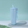 710ml Double Wall Vacuum Insulated Stainless Steel Water Bottle With Straw Carry Handle Outdoor Sports Travel
