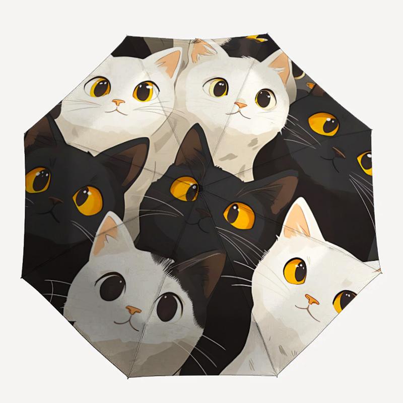 

1pc Cats Whiskers Automatic Open/Close, 8-Rib Durable Frame, Compact Folding, Elegant Man/Women s Travel072