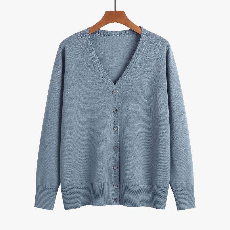 Long-sleeved Knitted Sweater Solid Color Simple Temperament Cardigan with Women's Sweater Jacket