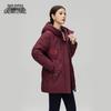 XueZhongFei Damen Mittellange Daunenjacke mit Kapuze