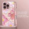 Artistic Pink Floral Pattern Metallic Paint Glass Hard Phone Case For iPhone 17 16 15 14 13 12 11 Pro Max Plus 17 Air 16E Cover