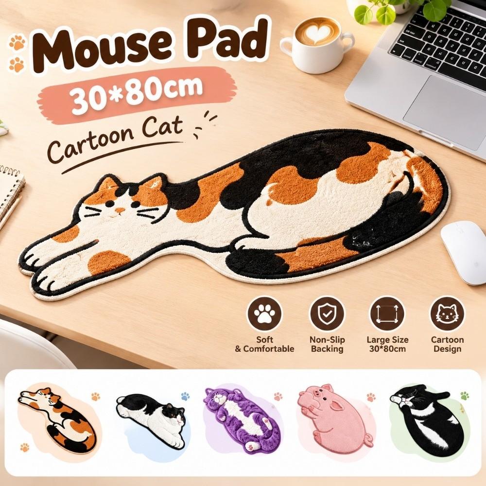 Cartoon Cat Mouse Pad Non-Slip Writing Mat Funny Laptop Table Mat for Home&Office