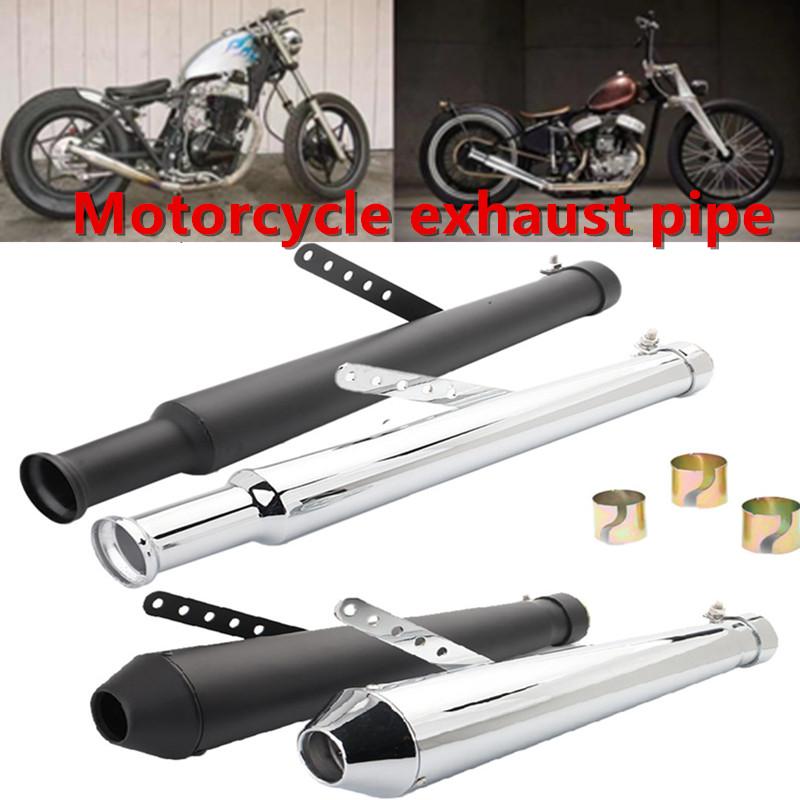 Universal Motorbike Exhaust Pipe Vintage Classic Electroplating 38-45mm Motorcycle Modified Accessories Exhaust Tail Section