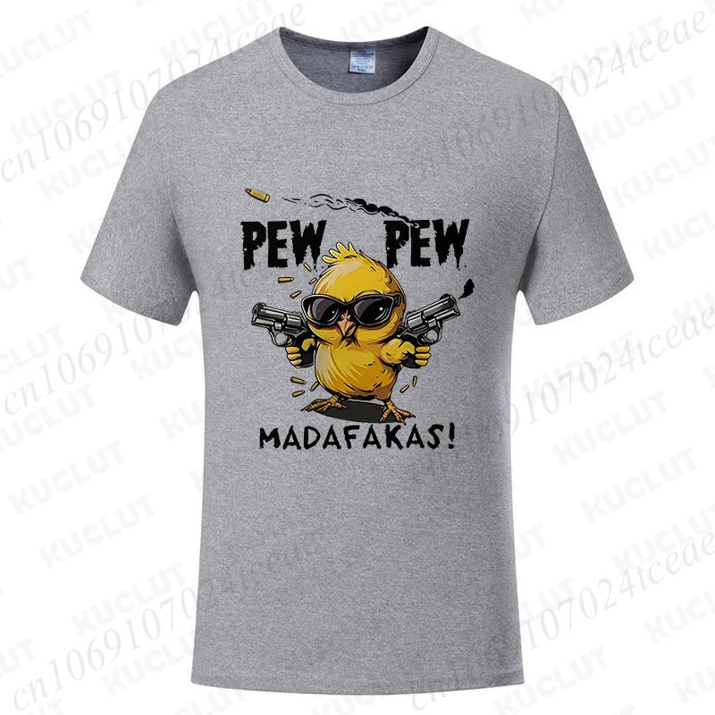 Pew Pew Madafakas Men's T-shirts Cute Chick Funny Graphic Tops Summer Short Sleeve Tees Trendy Streetwear Male Oversized Clothes