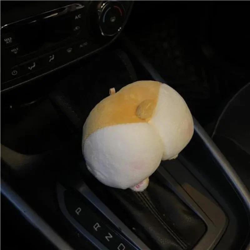 Cute Cartoon Car Handbrake Grip Covers Gear Shift Knob Cover Handle Plush Sleeve Winter Soft Warm Hand Brake Dino Corgi Ass