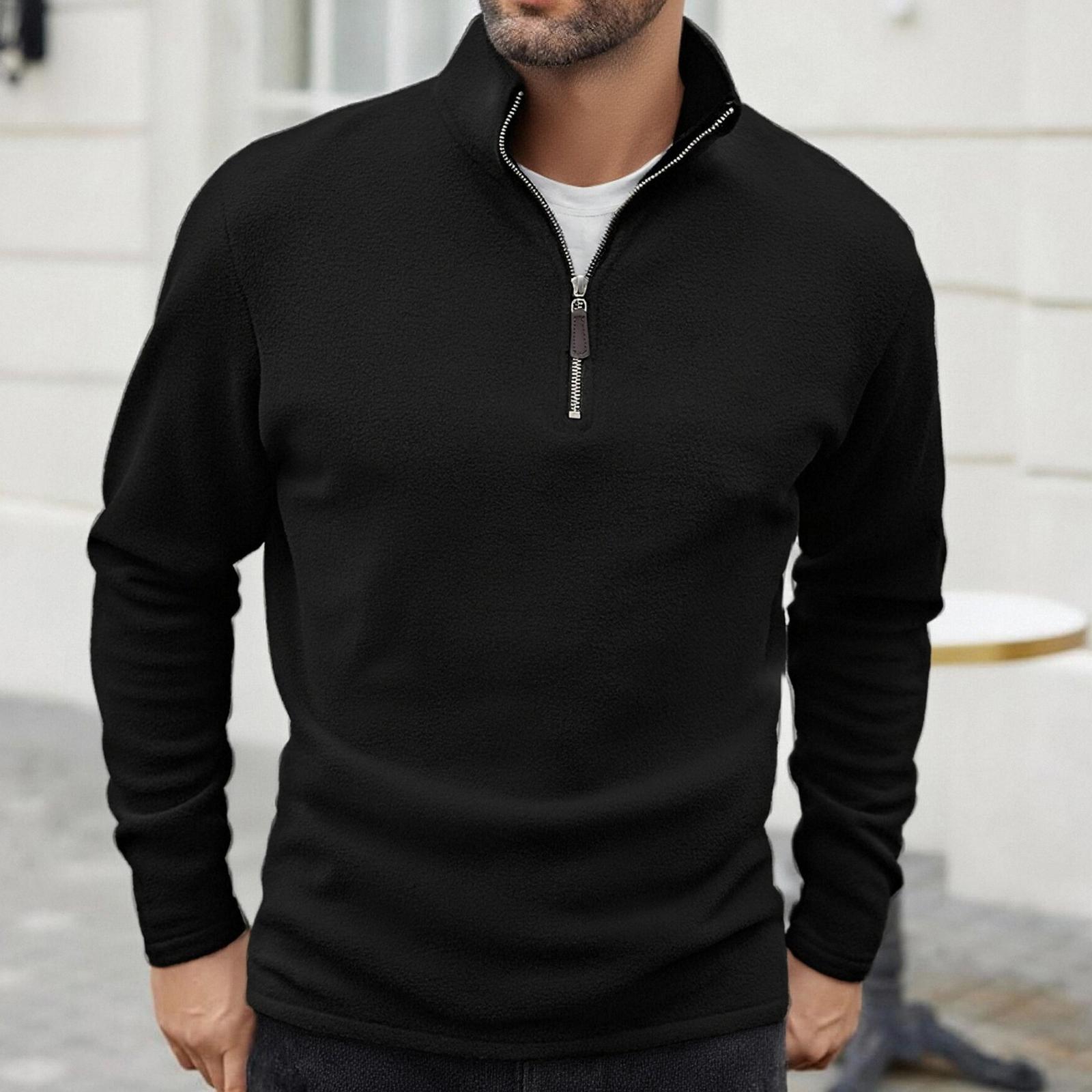 

Men Fleece Lined Thermal Shirt For Men Lightweight Long Sleeve Shirt Top XXL чёрный