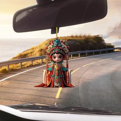 Akrylová dekorace postavy Pekingské opery 2D plochá kreslená dívka v čínském stylu Operní ženská role Závěsná ozdoba přívěsek na zpětné zrcátko do auta