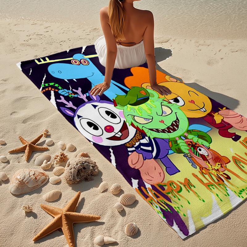Happy Tree Friends Anniversary Beach Towel, Super Soft Microfiber, Gift for Her/Him, Birthday, for Pool, Beach, Travel, Home Decor Fan Gifts