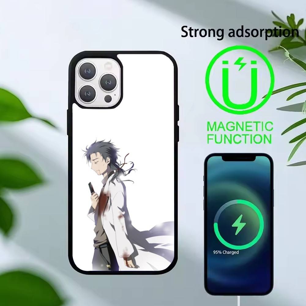 T-Rintaro Okabe STEINS DATE Phone Case For iPhone17,16,15,14,13 Plus,Pro Max Magnetic For Magsafe Wireless Charging