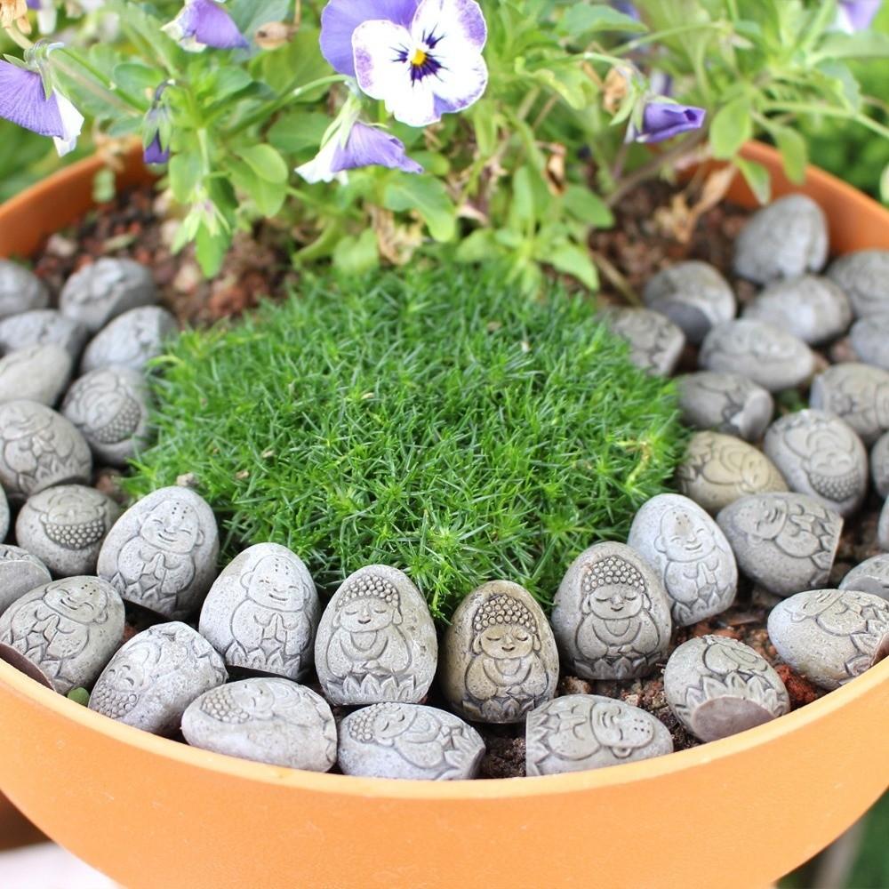 20pcs/set Handmade Buddha Statue Realistic Exquisite Flower Pot Decor Mini Size Durable Paving Stone Tabletop Display