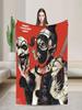 Warm Fluffy Throw Blanket for Girls and Boys Horror Film Decorative Design Soft Flannel Bedspread for Home Sofa or Bed Cover