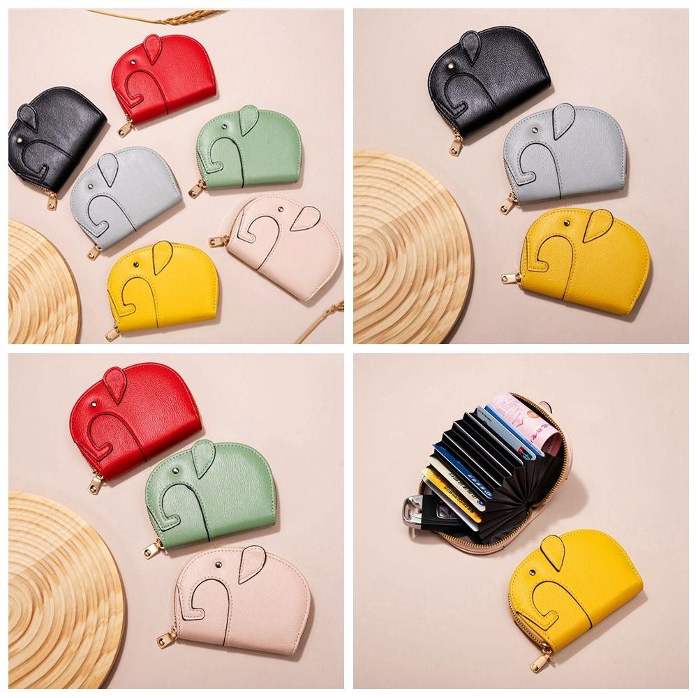 

Card Bag Elephant Wallet Zipper Card Holder Mini PU Leather Purse Male жёлтый