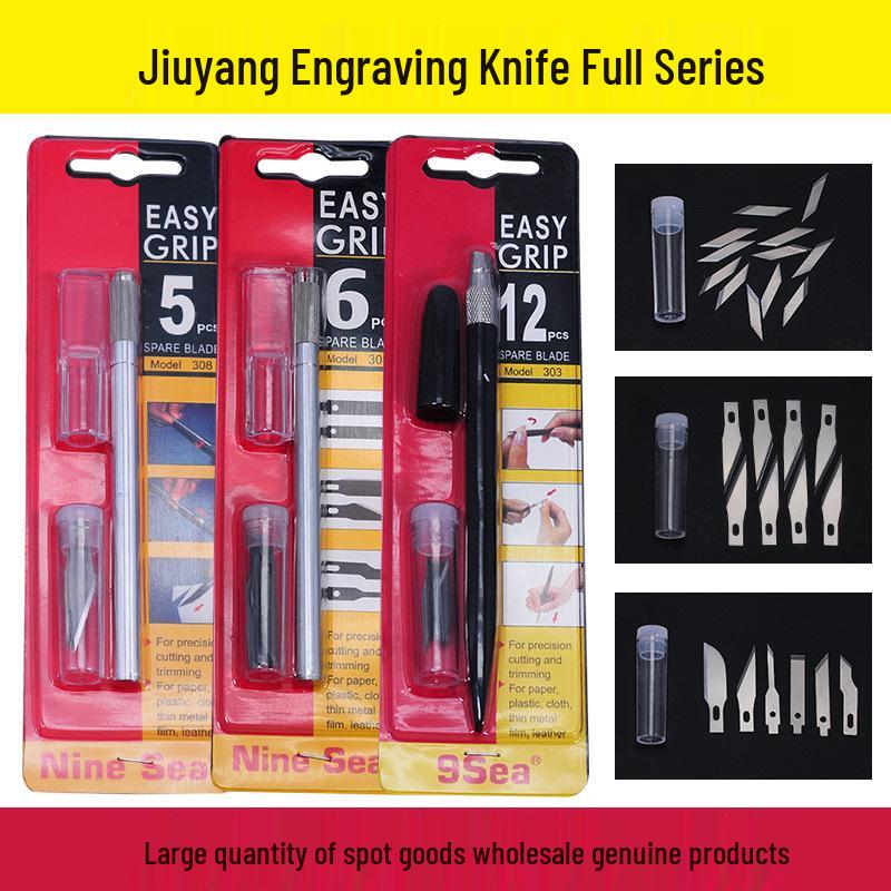 

Jiuyang 303 Stainless Steel Craft Knife Set for Paper Modeling and Carving 303 spare blades серебряный