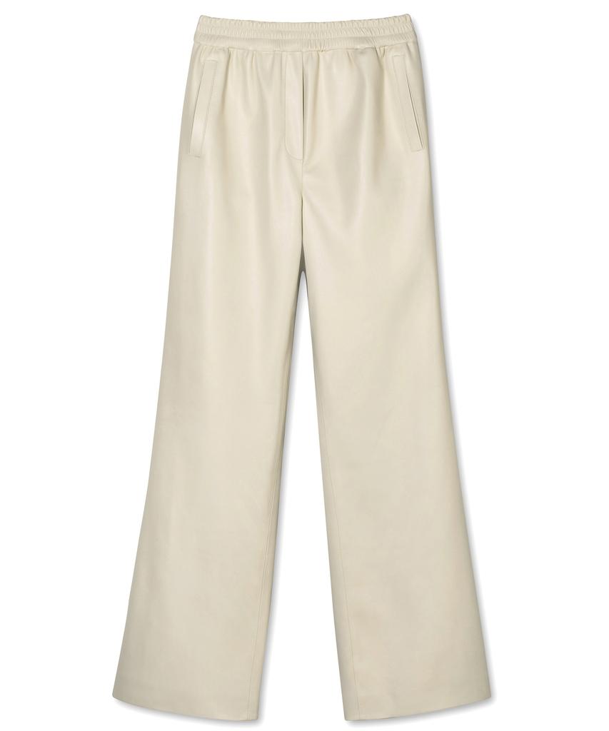Bikwaieos Faux Leather Banding Flare Pants_Cream