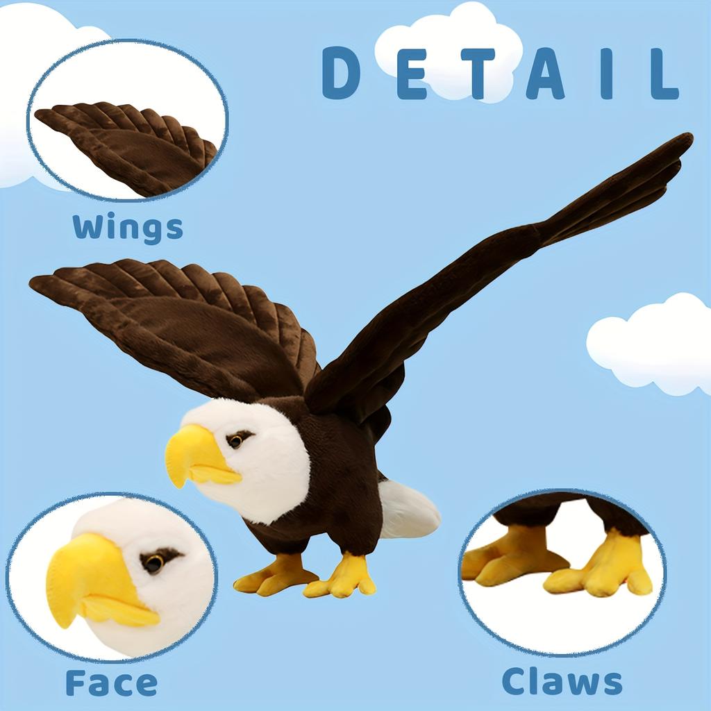 1PC Simulation Bald Eagle Plush Toys, Cute Cartoon Stuffed Animal Dolls, Soft Fluffy Significant Other Dolls