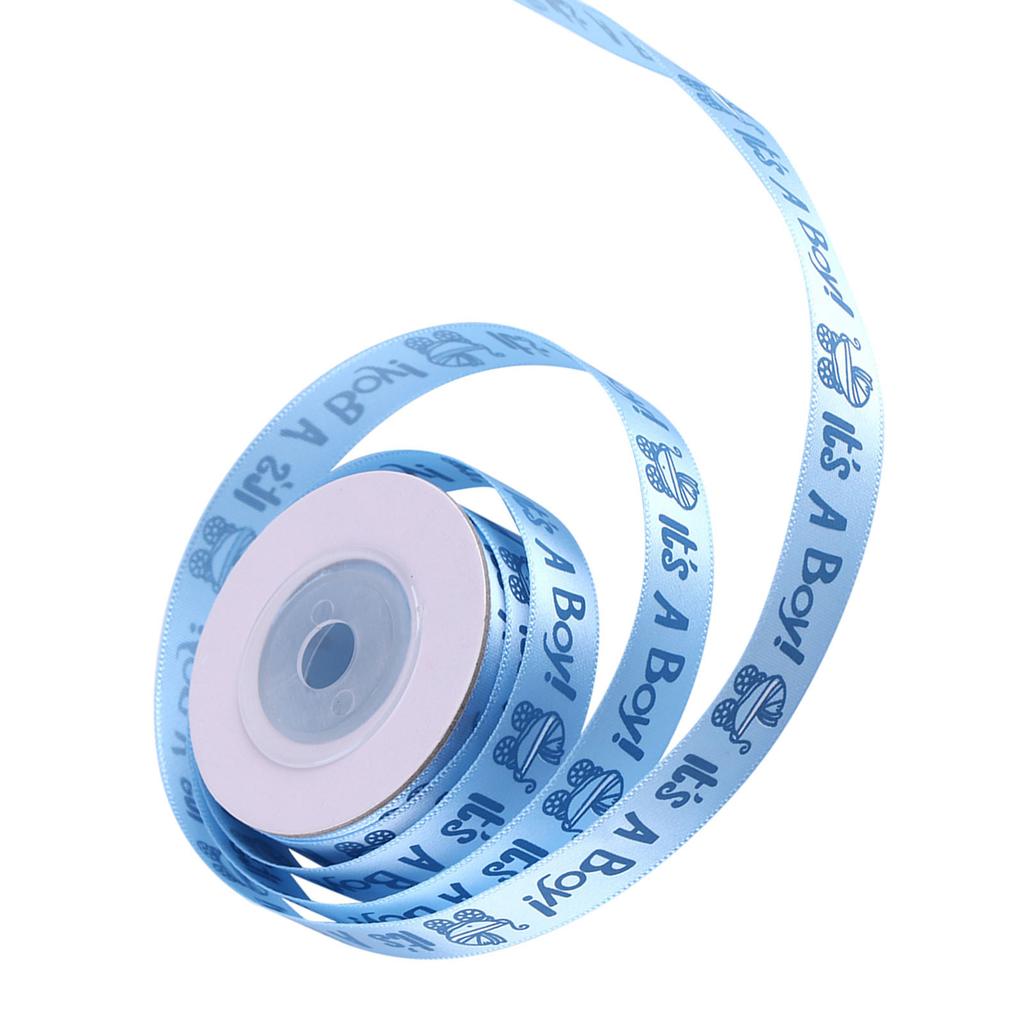 10Yards Roll IT IS A BOY GIRL Blue Pink Baby Shower Christening Party Favor Gift Stain Ribbon