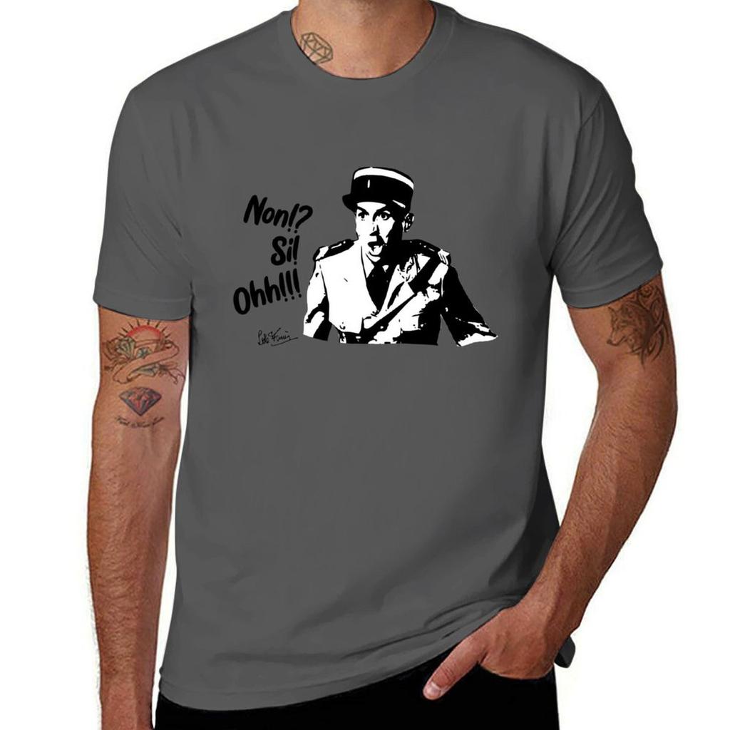 Louis De Funès Funes Non! Si! Ohh! T-Shirt Clothes Summer Tops Graphic T Shirts Luxury T-shirt Black T-shirts for Men