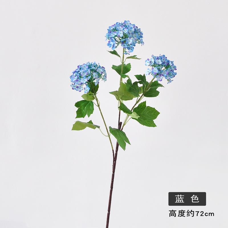 White Artificial Hydrangea 3 Heads Fabric Green Hydrangea Long Branches Decor Spring Artificial Floral Arrangement Wedding