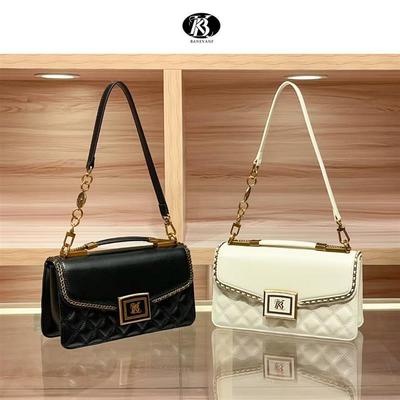 Premium Leather Diamond Grid Chain Hand-held Small Square Bag for Women's Fashion Single Shoulder Crossbody Bag