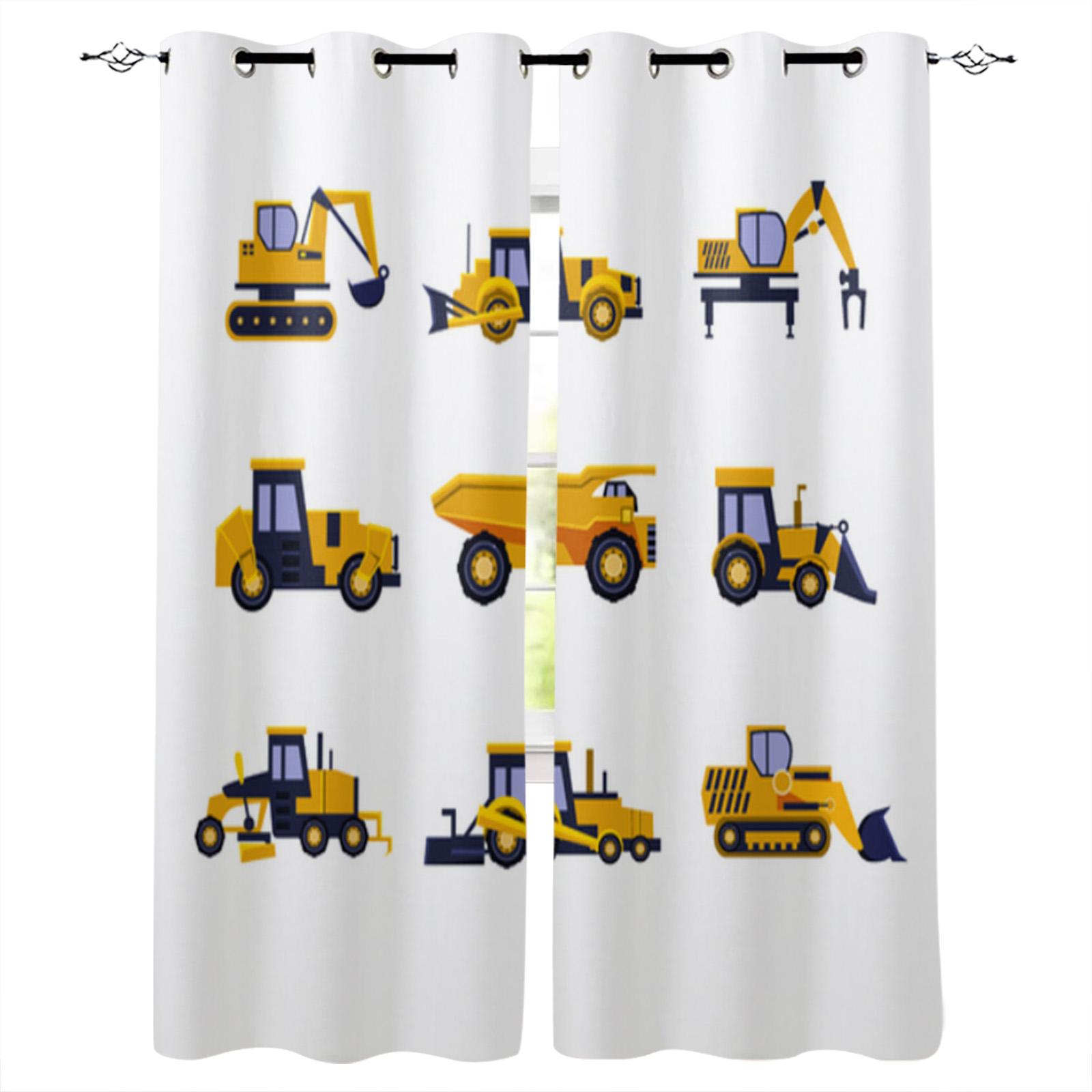 Желтый экскаватор Механическая машина Роскошные шторы для дома Товары для дома Гостиная — фото 9