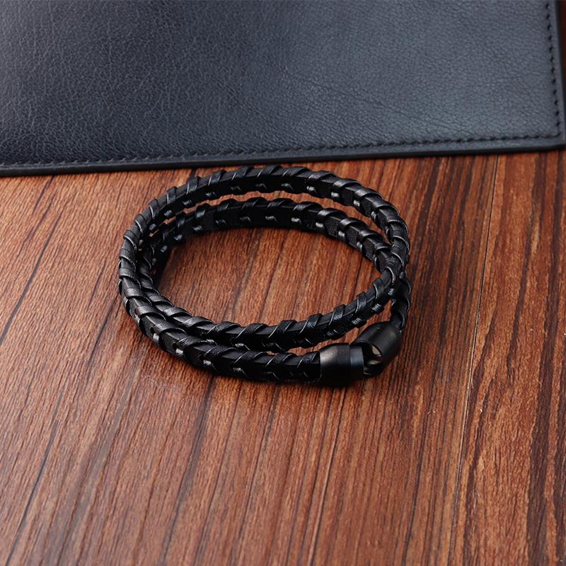 Sporty Style Geometric Stainless Steel Magnetic Clasps Genuine Leather Bracelet For Men Women Hand Jewelry Birthday Gift