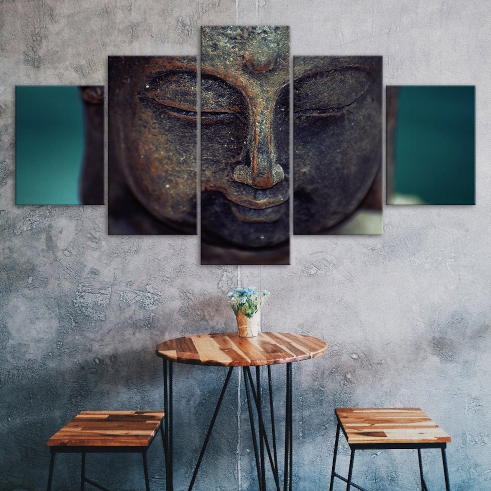 

Buddha Face Calm Meditation 5 Piece Five Panel Wall Canvas Print Modern Art Poster Picture Home Decor Gift For Him For Her 20X35 20X45 20X55CM