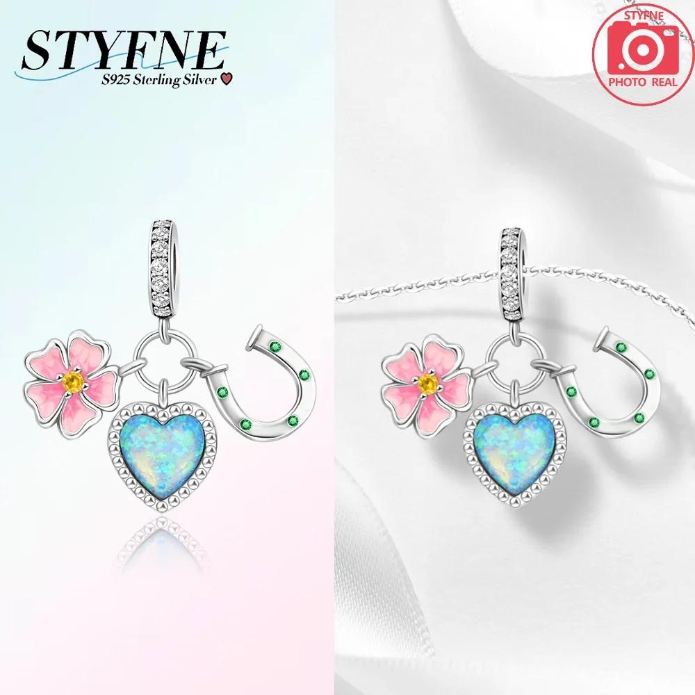 Authentic Original Charm Bead Components Brown Bear Pink Zircon Blue Heart Lucky Fortune Bead Components Compatible With Bracelet High Quality Fine