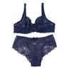 Women's Hollow Non-Padded Underwire Bra Sets 2PCS Sexy Ultra-Thin Lace Push Up Bra Panty Set for Women