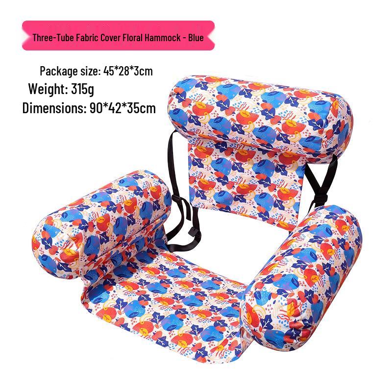 Tumbona Flotante Inflable Plegable Transfronteriza con Respaldo y Malla